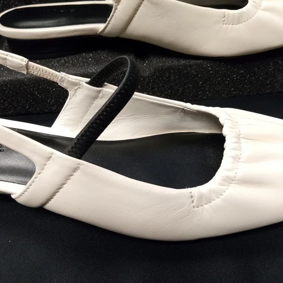 New Vince Women's Buttery Soft Leather Cream and Black Slingback Flats Size 7M - Picture 5 of 12